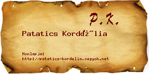 Patatics Kordélia névjegykártya
